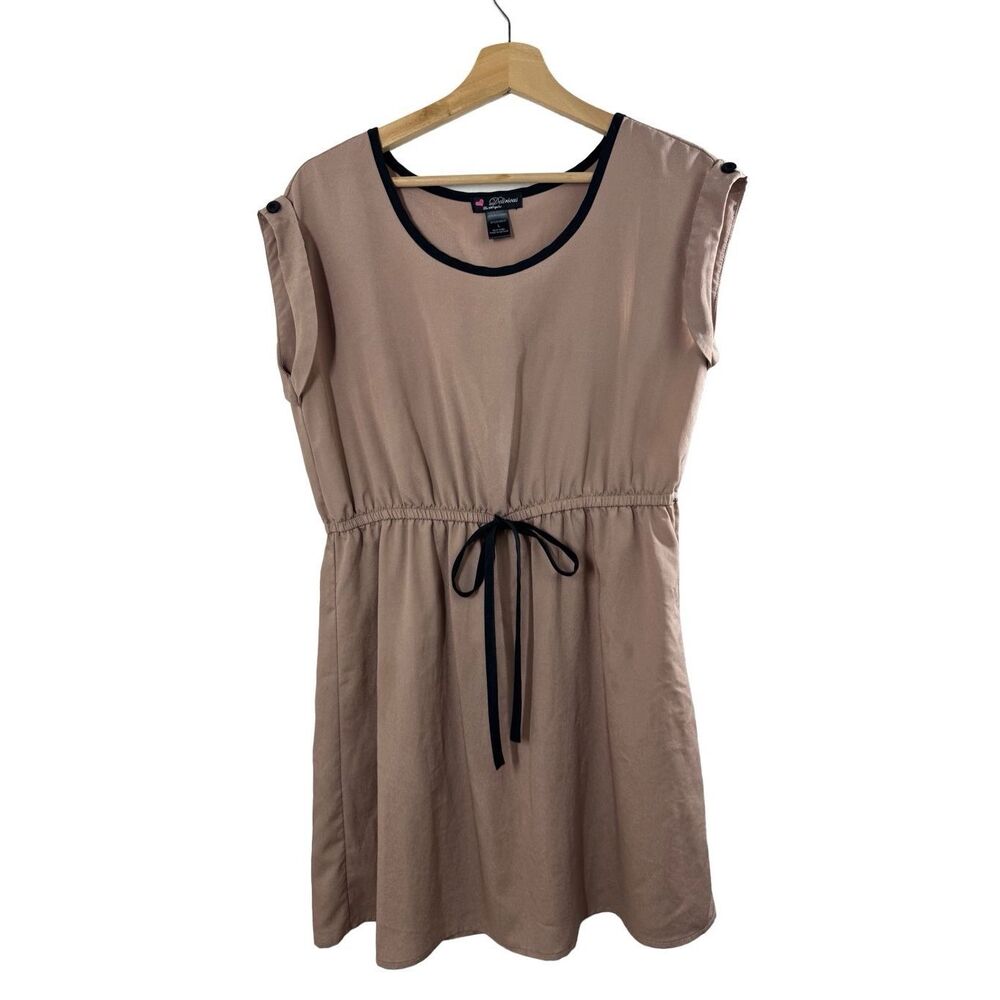 Delirious Los Angeles Tan Sleeveless Mini Dress Size L Elastic Waist Casual
